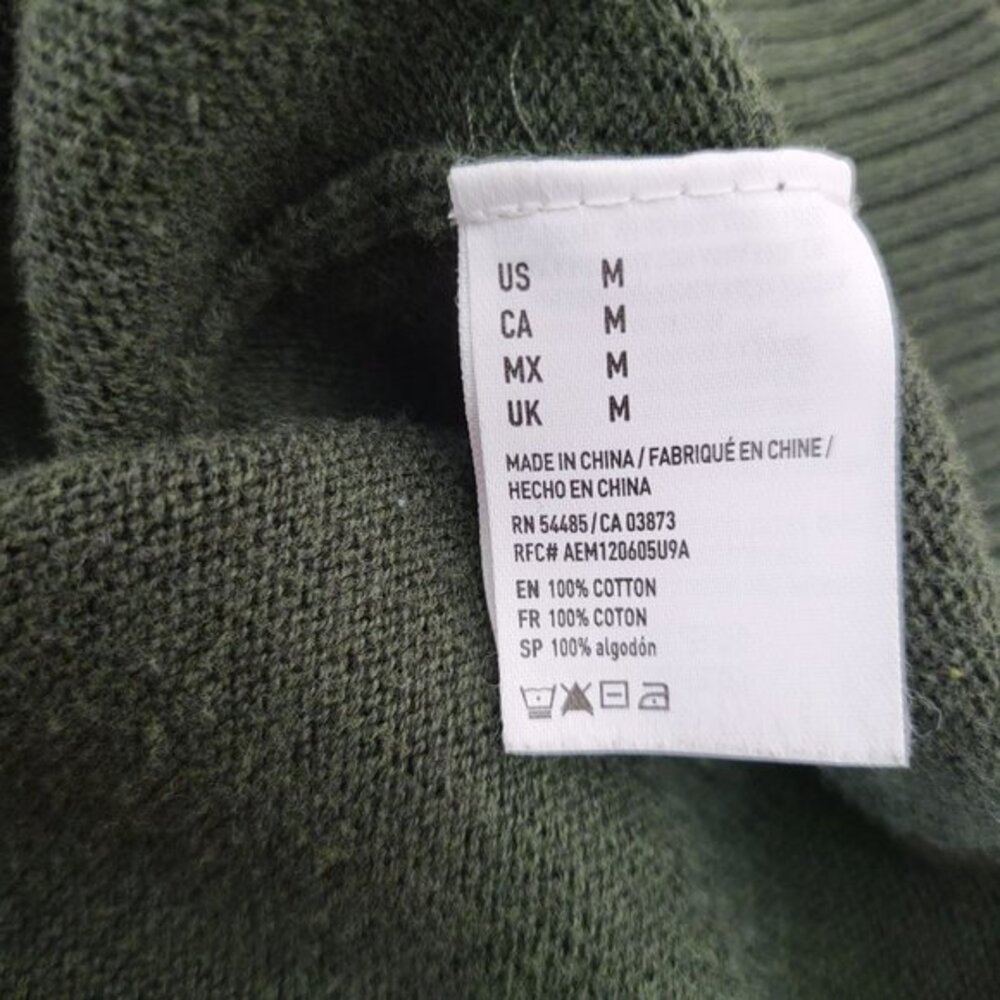 American Eagle V-Neck Sweater Men M Green Cotton Knit Pullover Classic Fit - Picture 6 of 6